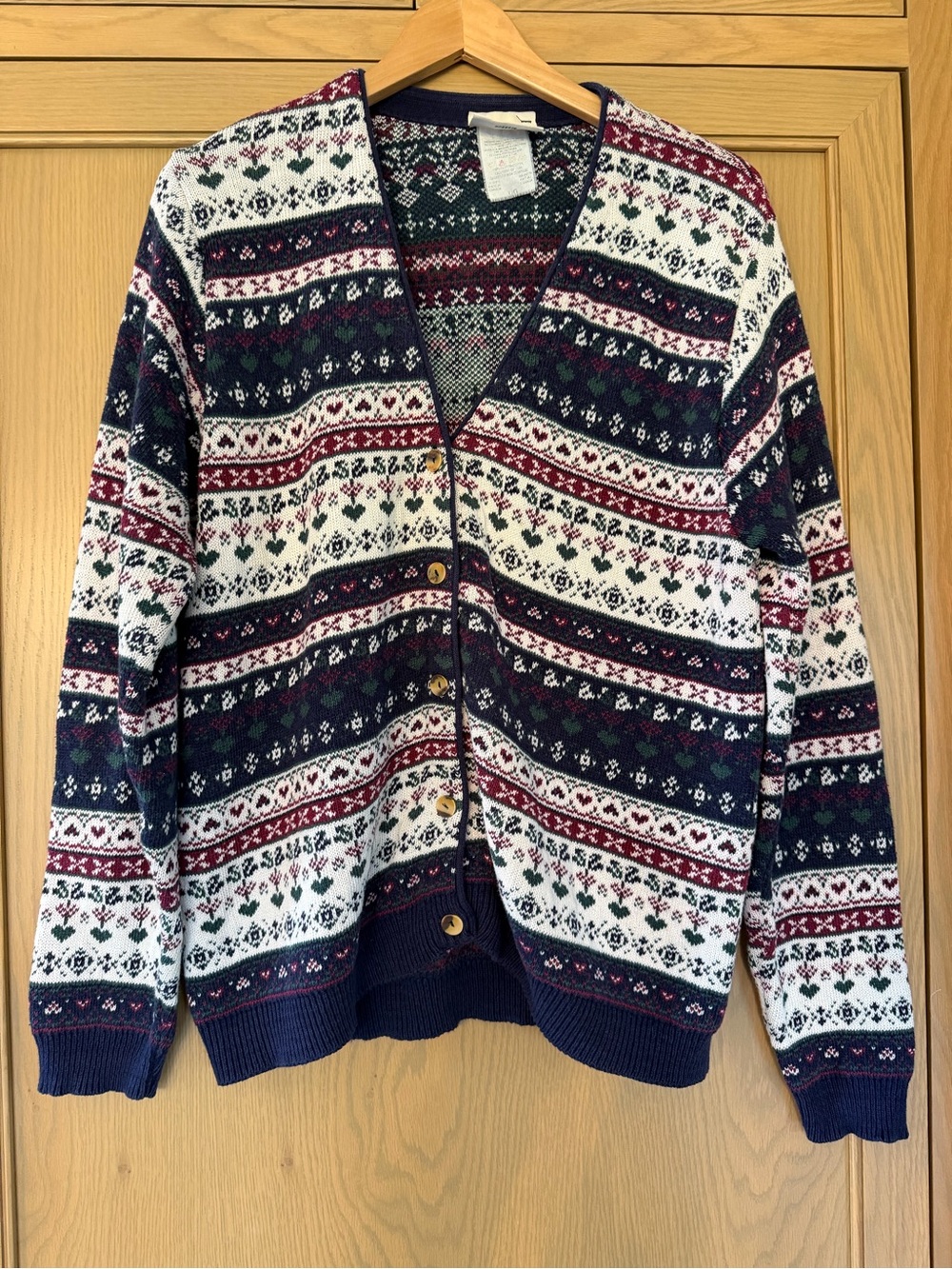 Northern Reflections Navy, White & Red Fair Isle Button Cardigan